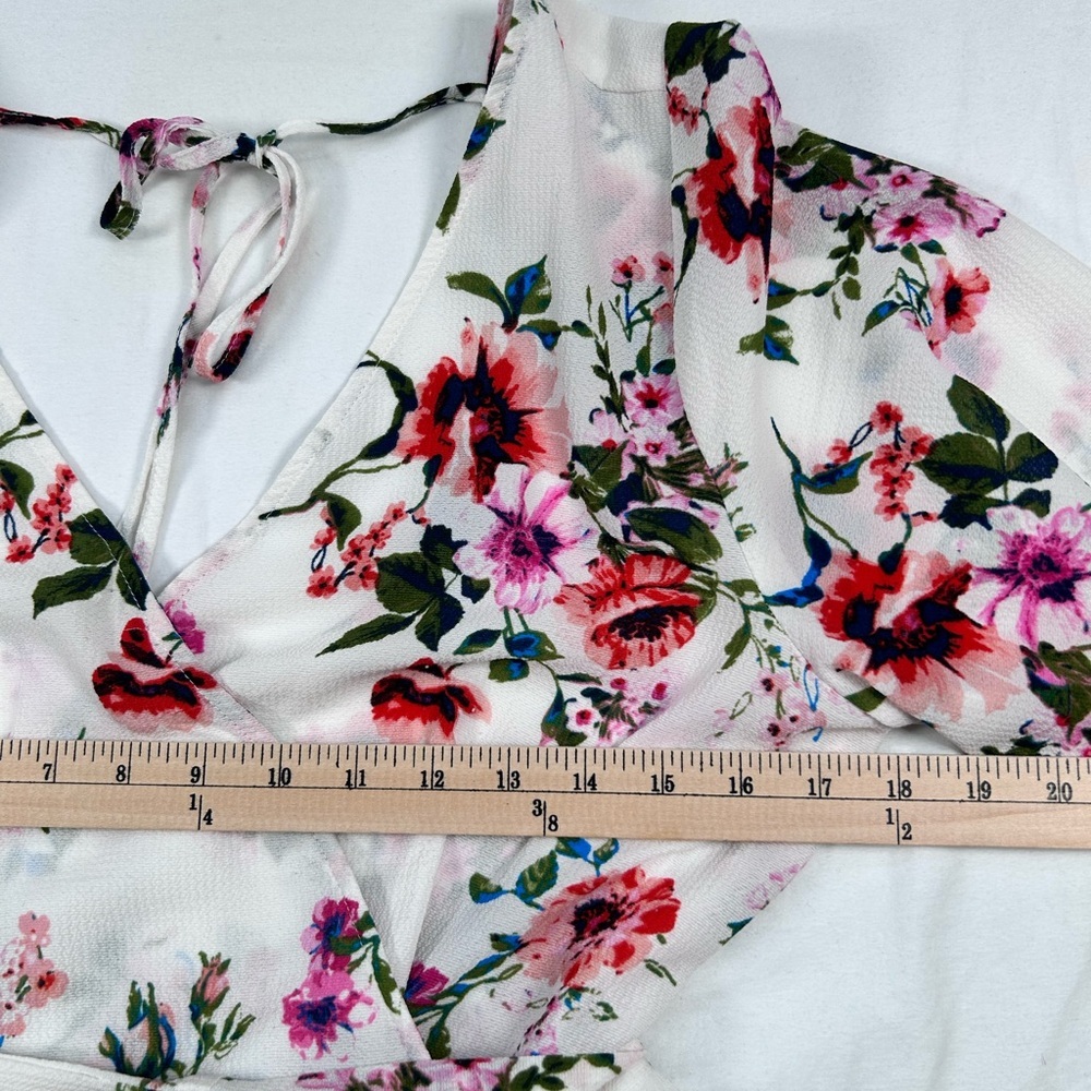 TRIXXI Floral Boho Romper Shorts Kimono Sleeve Surplice Tie Back XXL Fits XL - Picture 4 of 13